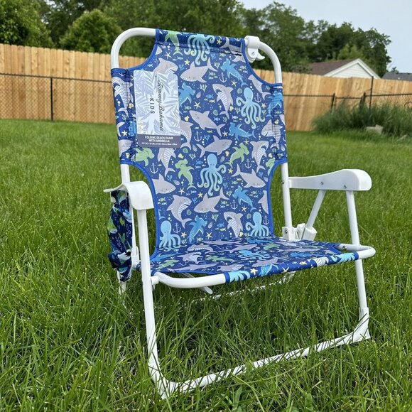 TOMMY BAHAMA Beach Chair 3-6 Years Sea Life Blue Foldable Umbrella Cup Holder - Picture 3 of 9
